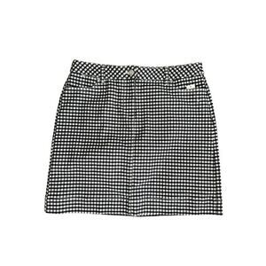 TALBOTS Skirt Size 12 Petite 12P Black White Denim Gingham Check A-Line‎ Stretch
